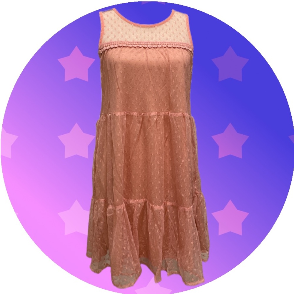 Blush color lace sheer-back dress